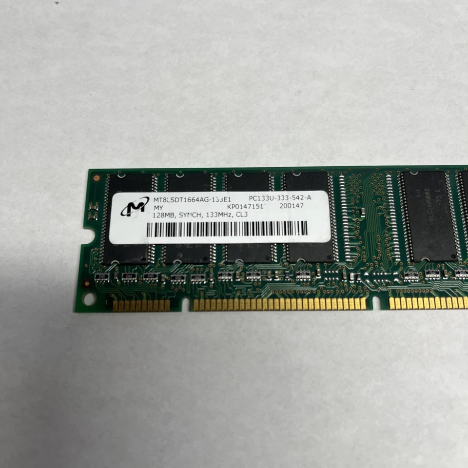 Micron 128MB MT8LSDT1664AG-13EE1  PC133R-222-542-A 133MHz CL2 3.3V FRU 10K0058 - Image 2 of 3