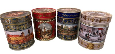 4 Beautiful Lebkuchen-Schmidt Round Tins - See Photos