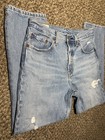 LEVIS Premium 501 Button Fly High Rise Faded Distressed Denim Blue Jeans 27x25 — photo 5