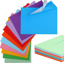 50 Pack Colored Envelope, 5x7 Envelopes, A7 Envelopes for Invitations, Printable