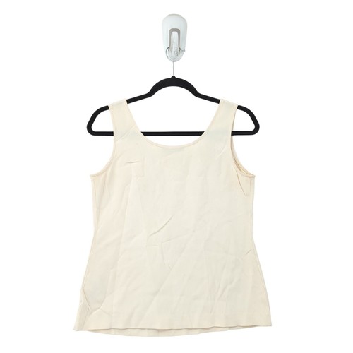 DONNA KARAN Women 4 Tank Top Cream White Silk Sleeveless Scoop Neck VTG FLAW - Picture 7 of 9