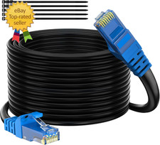 Cat 6 Outdoor Ethernet Cable 200 Ft Black, High Speed Heavy Duty Long Internet N