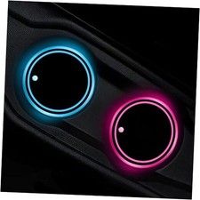 2 PCS LED Car Cup Holder Lights, 7 Colors Changing USB Charging Insert Car