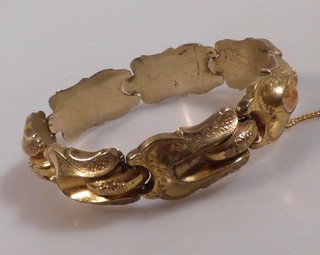lg3/4 altes Biedermeier Armband Schaumgold 19. Jh. mit Kettchen 585er Gold