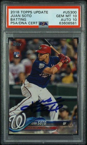 2018 Topps Update Juan Soto #US300 Signed Autograph PSA DNA 10/10 Rookie WB2439