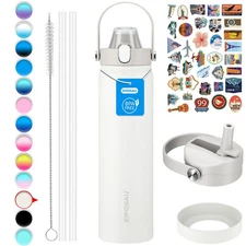 Insulated Wide Mouth Stainless Steel Water Bottle With Lid & Boot Stickers 24 Oz