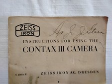 Vintage Zeiss Ikon Contax III Camera Guide Owners Manual Instruction Booklet