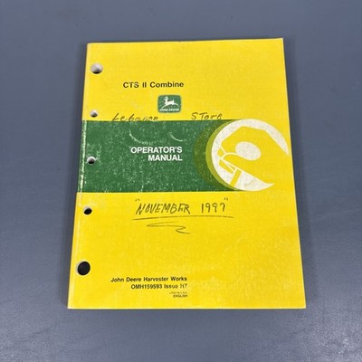 John Deere CTS II Combine Operator Manual OMH159593 H7
