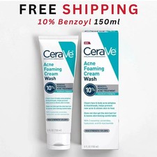 CeraVe Acne Foaming Cream Wash with Benzoyl Peroxide 10% Maximum Strength