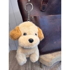 Plush Light Brown Dog Purse Charm Golden Retriever Puppy Keychain Charm