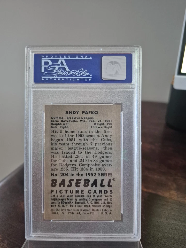 Bowman Andy Pafko 1952 PSA grado 8 Foto 2 de 2
