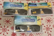 Lot Of 3 Solar Shield Clip-on Polarized Sunglasses W/ Case Read Description