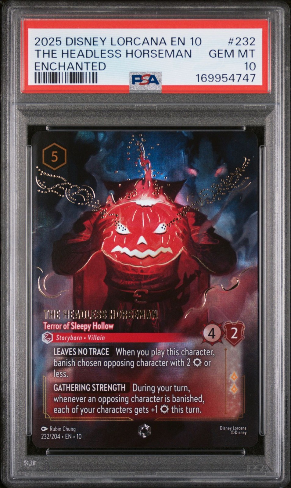 2025 Disney Lorcana En 10-Whispers In The Well #232 The Headless Horseman PSA 10