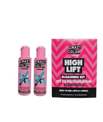 Crazy Color Semipermanente Haarfarbe - 2x Kaugummi Blau & Bleaching Kit 