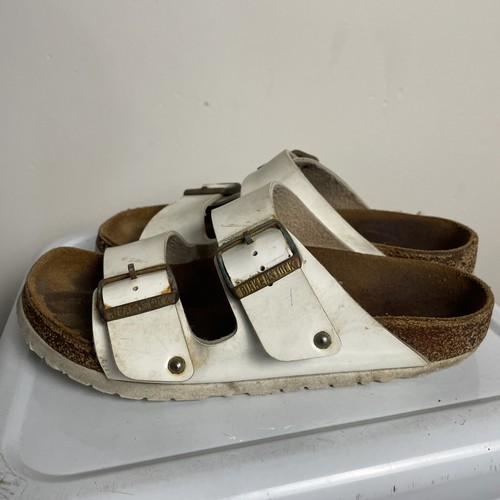 Birkenstock Arizona Sandals White Leather Size EU 37 Narrow Fit Germany Made - Bild 7 von 13