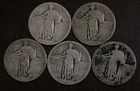 5 Standing Liberty Quarters 90% Silver No Dates     Lot 5228
