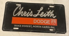 Vintage Chris Leith Dodge Vanity License Plate Wake Forest Nc