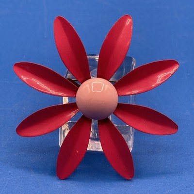 Flower Power PIN Brooch Hot/Pastel PINK two tone enamel daisy PoP MoD