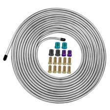 1/4" Brake Line Kit - 25 Feet Heavy-Duty Stainless Steel Brake Tubing Silver