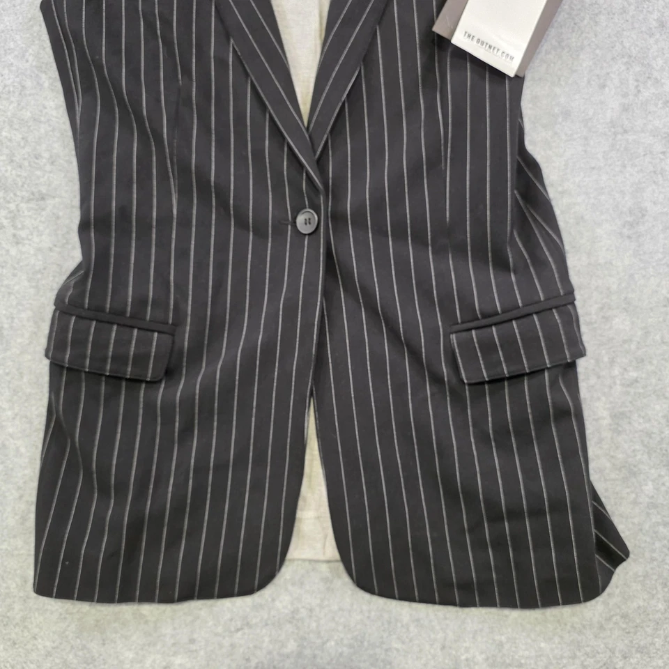 Norma Kamali Jacket Womens Small Black Pinstripe Gray Sleeveless Boyfriend Vest - Image 3 of 4
