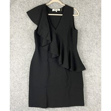 Diane Von Furstenberg DVF Ruffle Shift Dress Women Large Asymmetrical Stretch