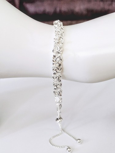 Italy Sterling Silver 925 Byzantine Link Bolo Bracelet | New Old Stock With Box - Picture 11 of 15