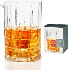 Highland Mixing Glass - 18 Ounces, Crystal, Square-Cut Crystal Barware, Cocktail