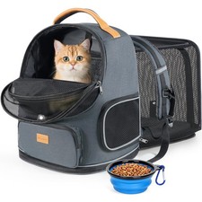 Expandable Cat Carrier Backpack for Small Dogs Cats Up to 25lbs, Breathable...