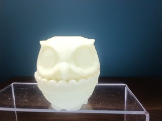 Fenton Owl Fairy Lamp White custard glass