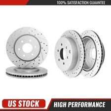Front + Rear Drilled Disc Rotors Set For 2005 2006 -2025 Frontier Xterra Equator