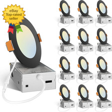 12 Pack 4 Inch 5CCT Ultra-Thin LED Recessed Ceiling Light with J-Box 2700K-5000K