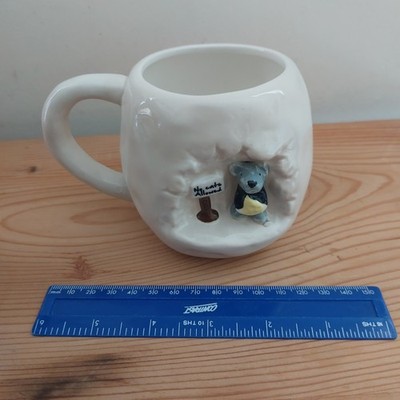 NEU Little World Tasse Maus mit Schild ''Keine Katzen erlaubt''. Reifen, Baumwolle auf £12 Etikett