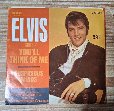 45 rpm Vintage 7  Vinyl Single Record Jukebox Elvis Presley Suspicious Minds