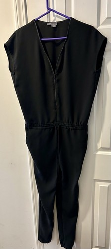 VINCE Women's Black Jumpsuit Size 2 Sleeveless Zip-Up Top Drawstring Waist - Picture 4 of 12