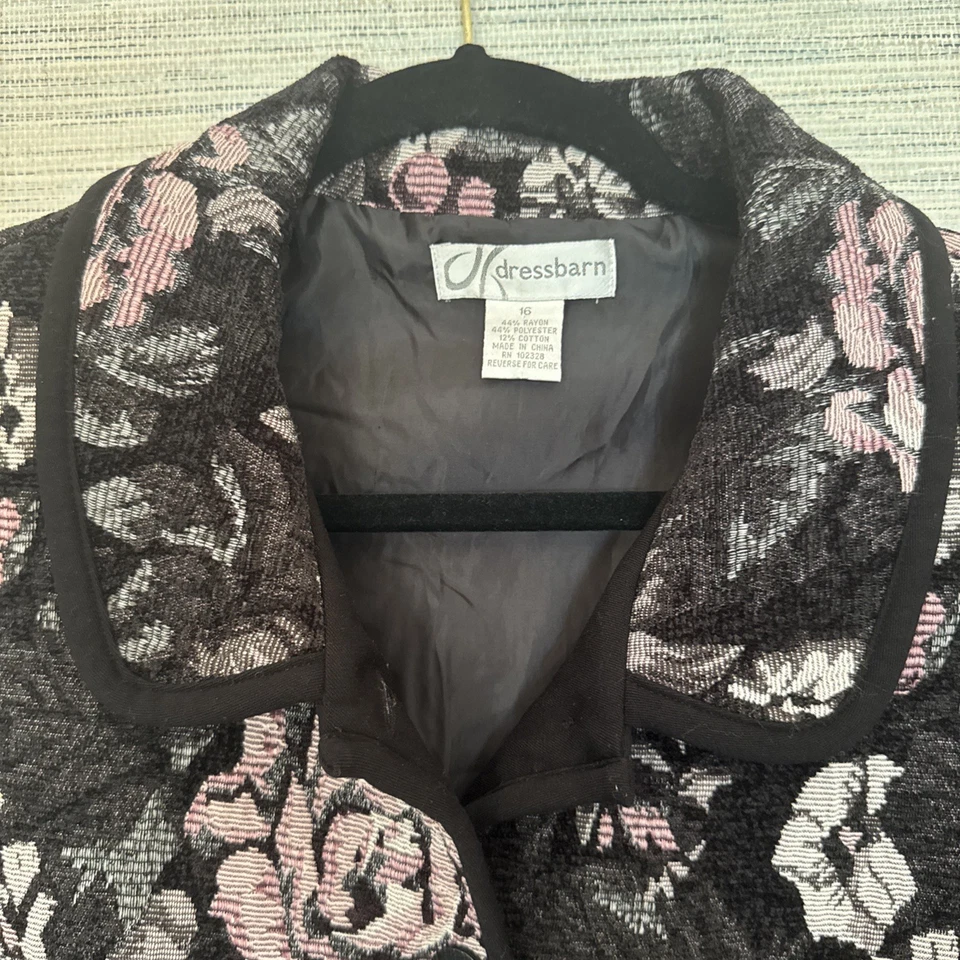 Country Romantic Country Chic Floral Tapiz Blazer Chaqueta Talla 10 Negro  Foto 3 de 4