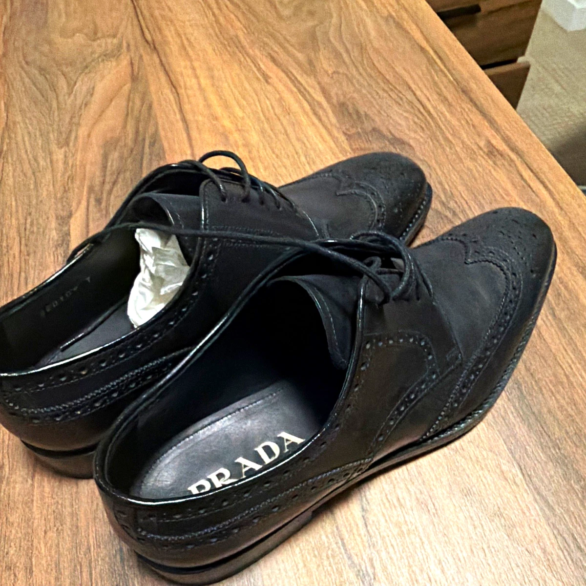 PRADA Black Wingtip Dress Shoes for Men for sale | eBay
