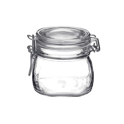 Fido 17.5 Ounce Glass Storage Jars: Airtight Hinged Lid With Leak Proof Gaske...