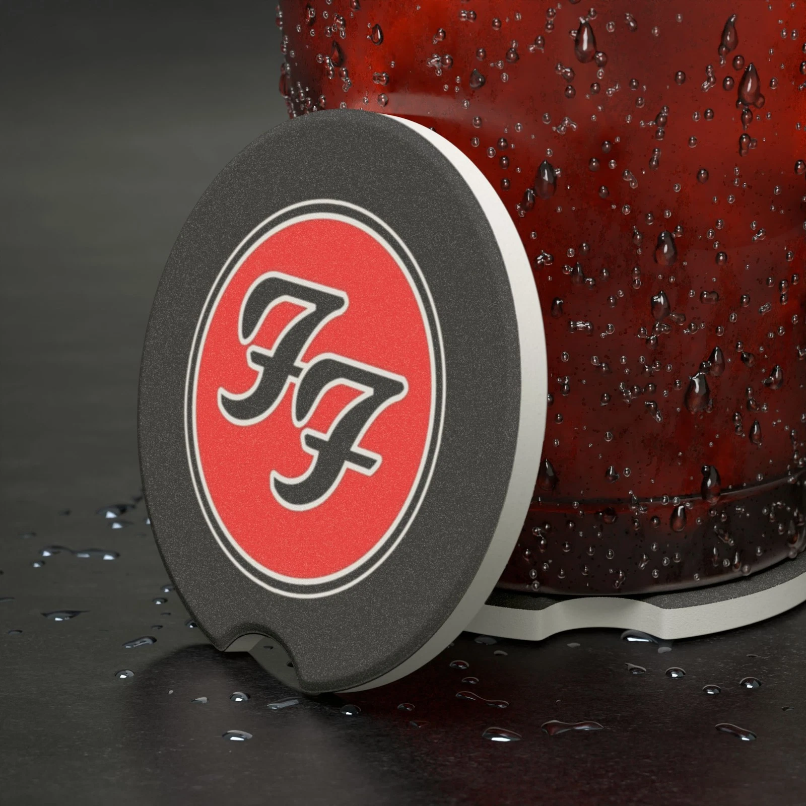 FF Band Fighters Soapstone Car Coaster – Rock Band Cup Holder Insert for Car Decor