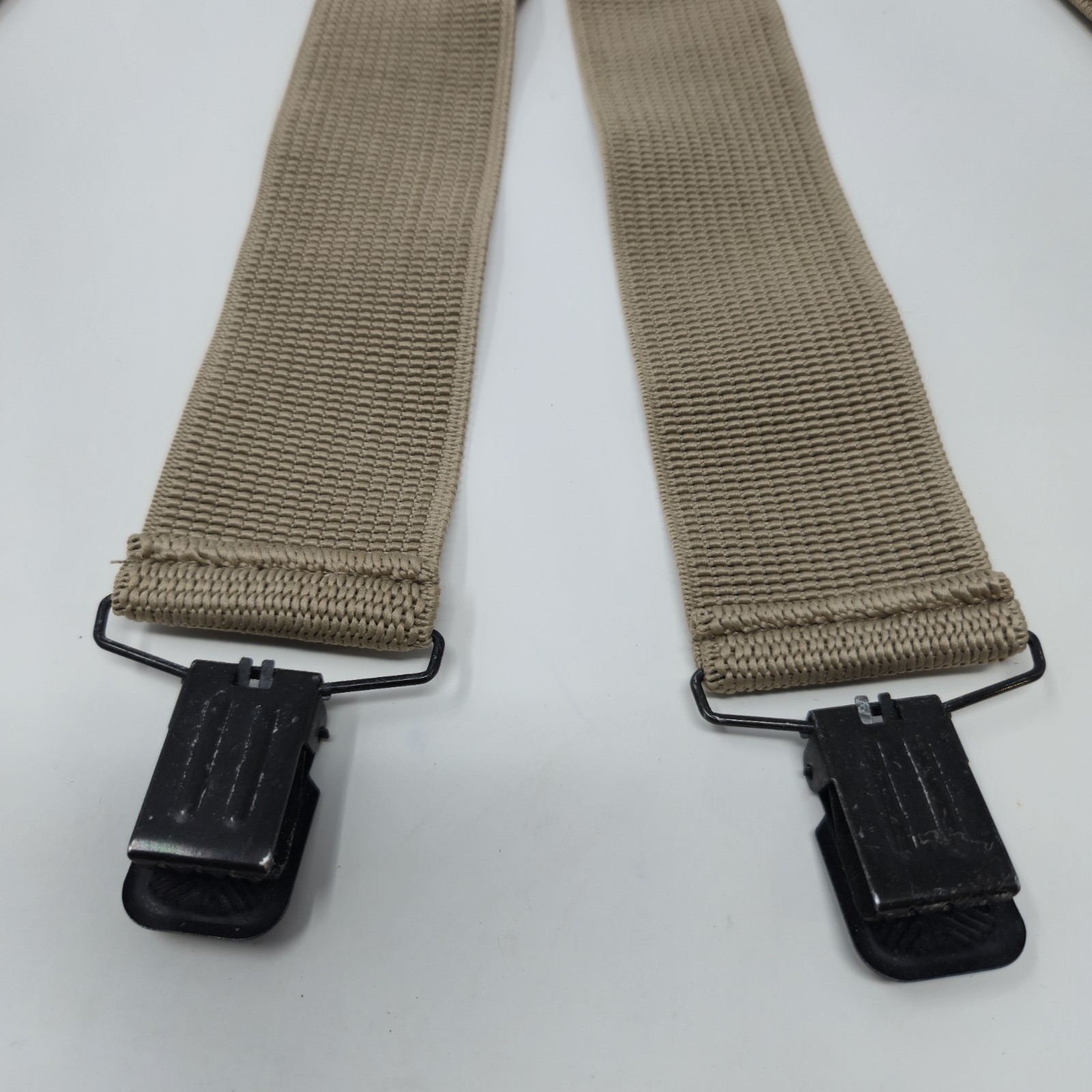 ​Men's Heavy Duty Suspenders Tan Elastic 2" Wide X-Back Metal Alligator Clips image 4