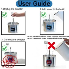 Homtyler Cat Water Fountain 2.2L Stainless Steel Dog Water Dispenser Filter B...