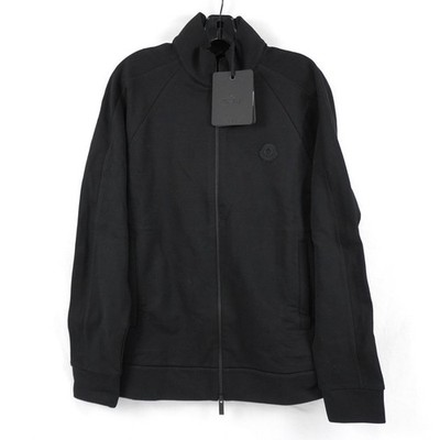 Moncler Cotton Fleece Zip-Up Funnel Neck Jacket In Black W/ Pockets Men's Size L
