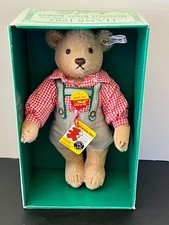 1985 Vintage Steiff Button Ear Mohair Hans Bear New In Box Free Shipping