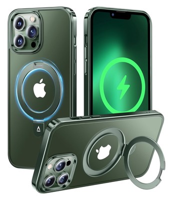 Alphex Invisible Stand Magnetic Case for iPhone 13 Pro MagSafe | Alpine Green