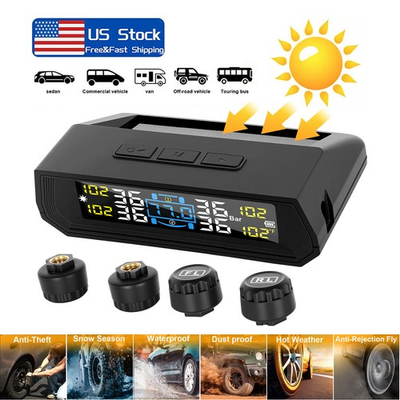 #ad #ad RV Tire Pressure Monitoring System Real Time Solar Trailer TPMS 4 Sensors New $17.93