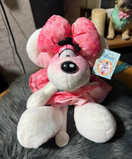 Diddl Pl&uuml;sch Maus wei&szlig;/rosa mit gro&szlig;er rosa Schleife, Pl&uuml;schtier mit Etikett