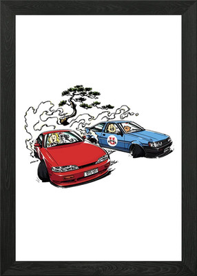 Cars Drifting Gerahmtes Wandbild Poster Leinwanddruck Bild