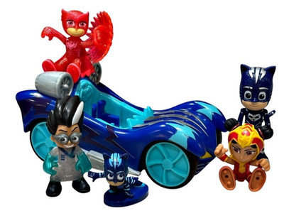 PJ Mask Action Figures and 1 Car LOT of 5 Just Play Toys Cartoon Cake Toppers