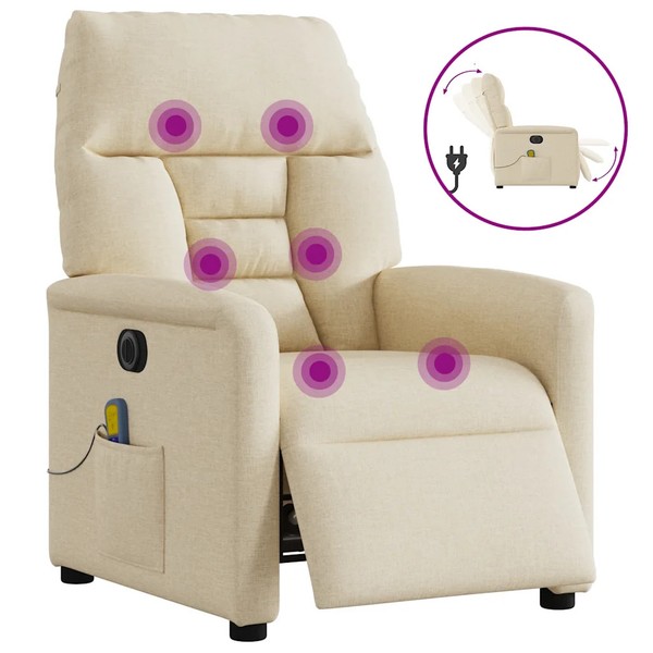 Massagesessel Elektrisch Stoff Creme Relaxsessel Mit Shiatsu Funktion-image