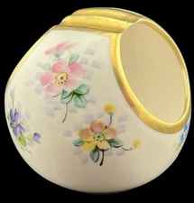 Vintage Lady’s Ashtray Floral Hand Painted Porcelain With Gold Details 4”