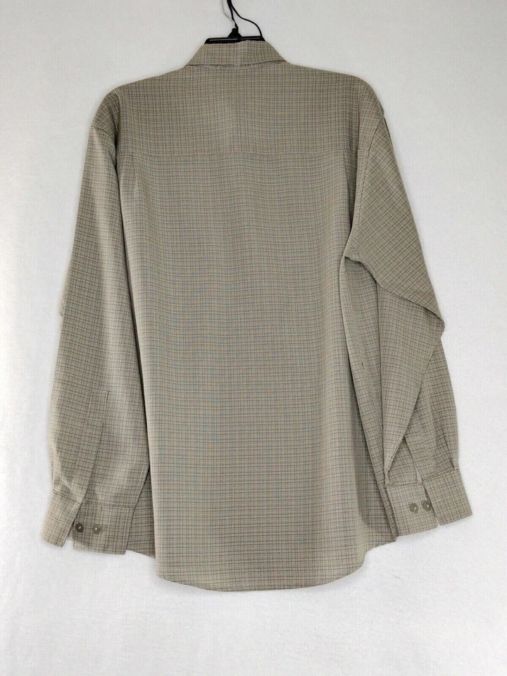 Camisa de vestir John Henry para hombre adulto talla mediana beige a cuadros manga larga abotonada Foto 2 de 4